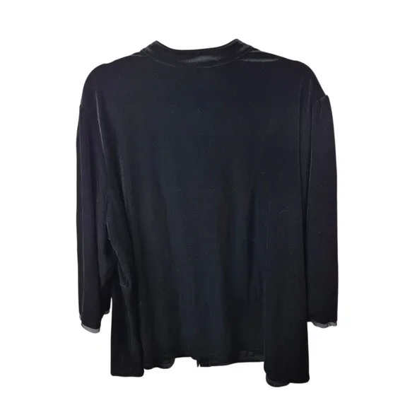 *SOLD* J Jill Top Womans 3X Black Velour Button Down Shirt Soft Embroidered - Picture 2 of 9